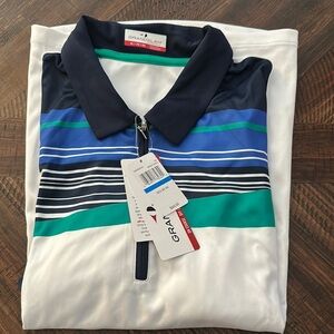 Grand Slam Striped Golf Polo Shirt
